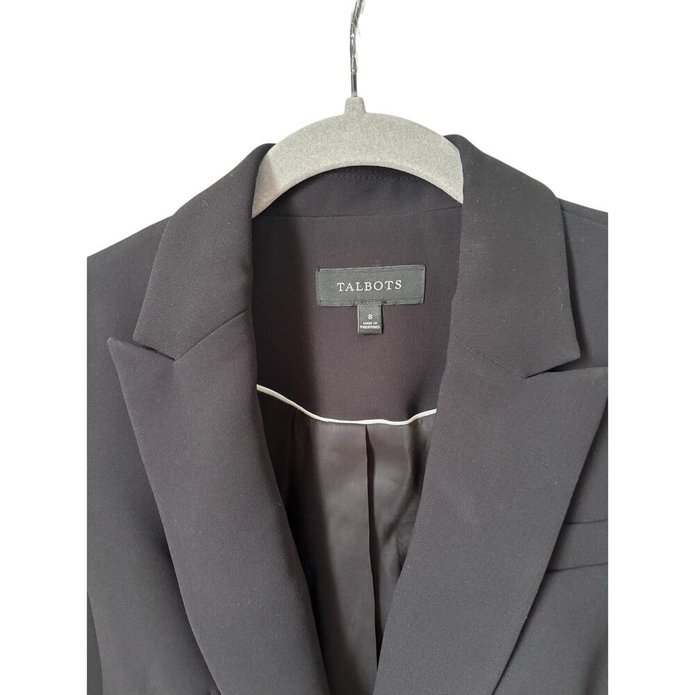 Talbots Black Blazer Women Size 8 Single Button Career Office Jacket Tailored - Picture 4 of 14